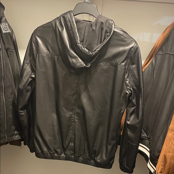 All Saints Payton  leather hooded jacket - Picture 3 of 8